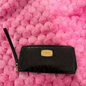 Michael Kors Black Wristlet with Gold Accents